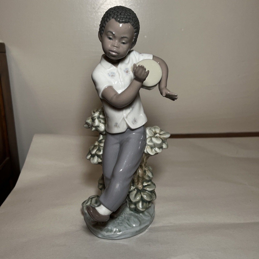 Vintage LLADRO 5157 Bongo Beat Black Legacy Collection Dancing Boy Drum 9"